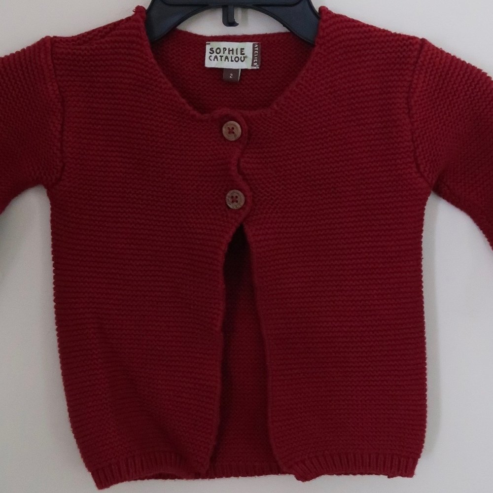 Sophie Catalou Deep Cranberry Red Sweater sz 2